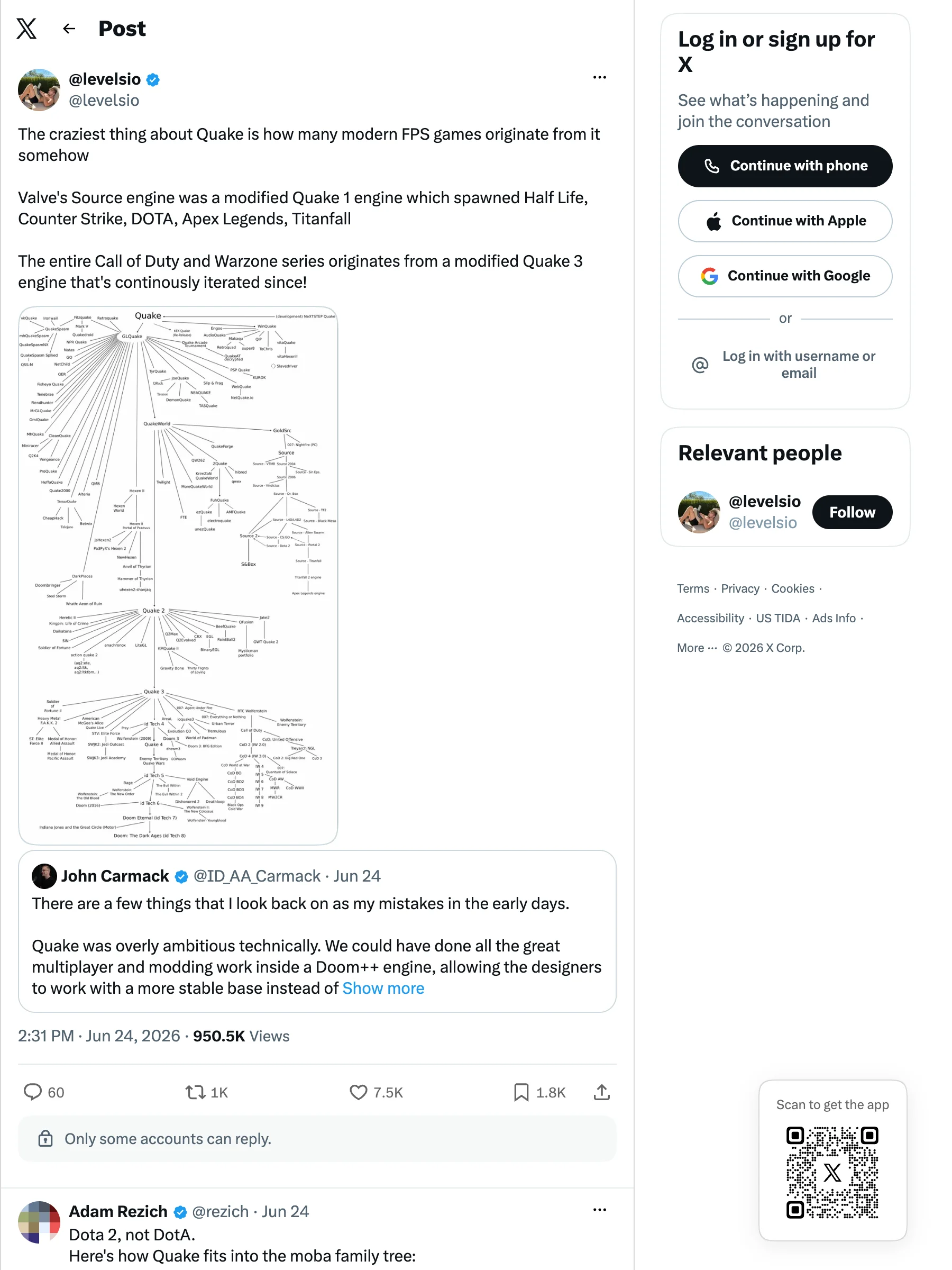 A quote tweet as served to anonymous visitors — the quoted card renders inline beside the signup rail