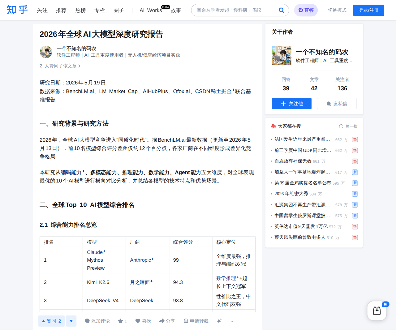 包含作者、正文与侧栏的知乎公开专栏文章